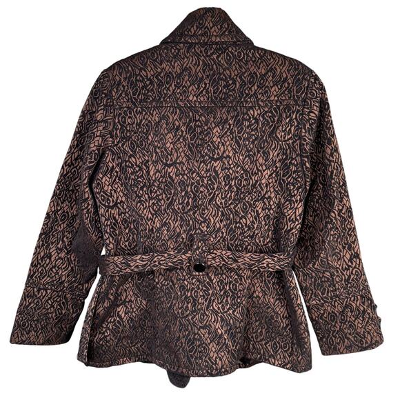 ROZ & ALI Sz L Velvet Burnout Witchcore Coat Black Bronze Gothic Dark Academia - Picture 2 of 11